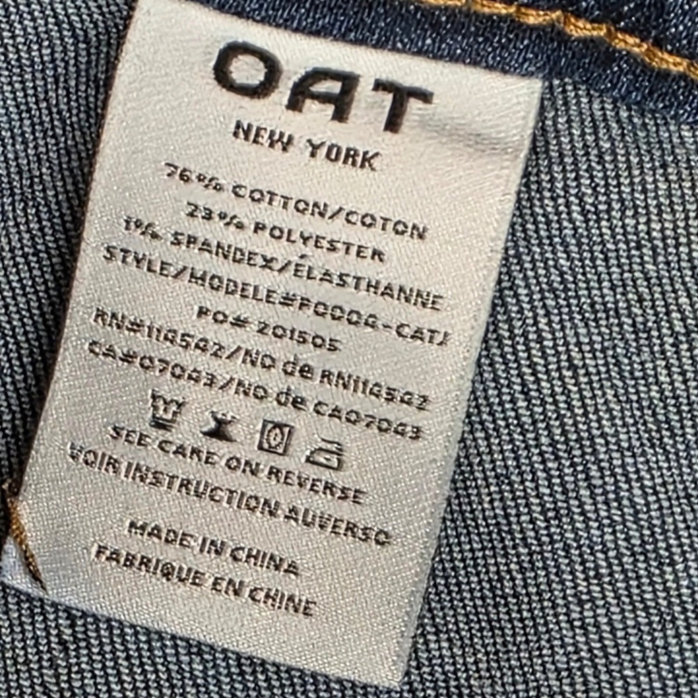 OAT New York High Rise Wide Leg Jeans Dark Wash Raw Hem Size 12/31 F0004-CATJ - Picture 7 of 12